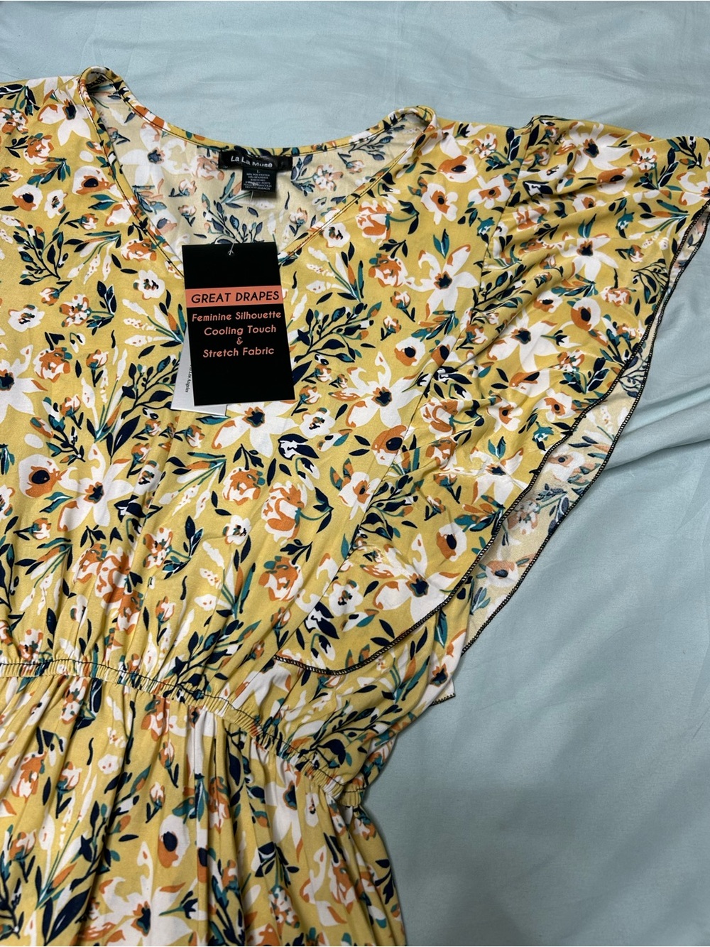 LA LA Muse Yellow Floral Ruffle Dress